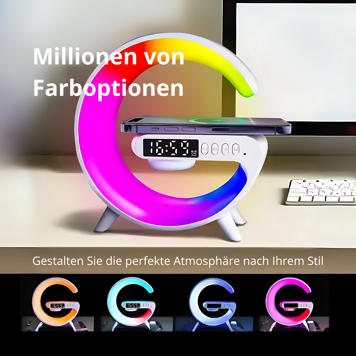 Kabellose Ladestation mit Lautsprecher & RGB-Licht