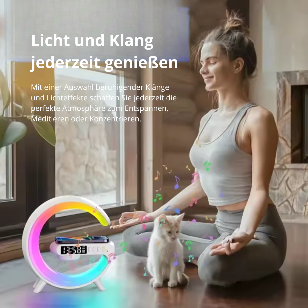 Kabellose Ladestation mit Lautsprecher & RGB-Licht